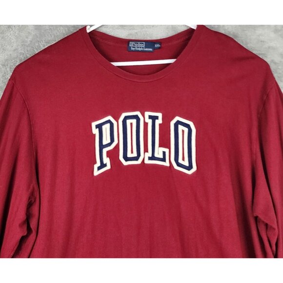Polo Ralph Lauren Shirt Mens XXL Red Blue Embroidered Logo Long Sleeve Pullover - Picture 6 of 10